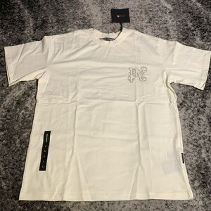 Palm Angels Rhinestone PA Logo Off White Ivory T-Shirt Men’s Size Large